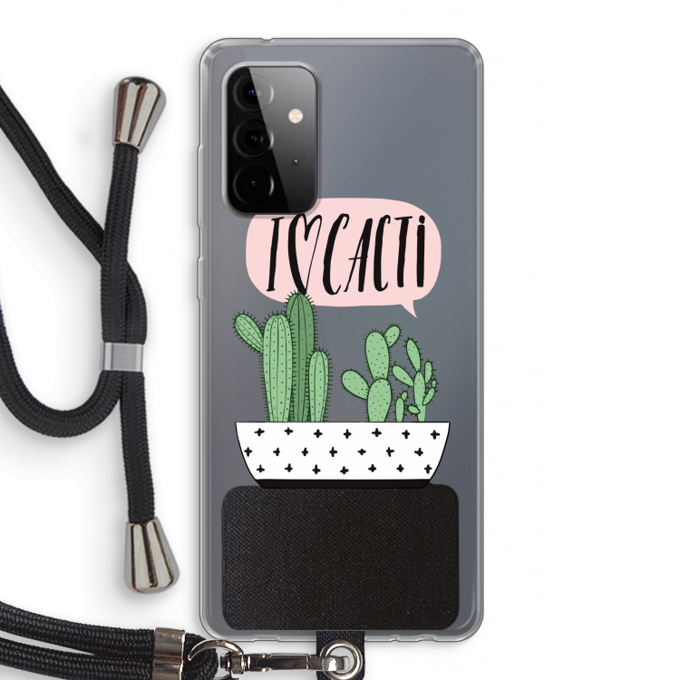 I love cacti: Samsung Galaxy A72 5G Transparant Hoesje met koord