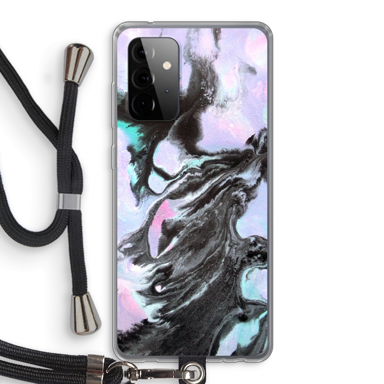 Pastel zwart: Samsung Galaxy A72 5G Transparant Hoesje met koord