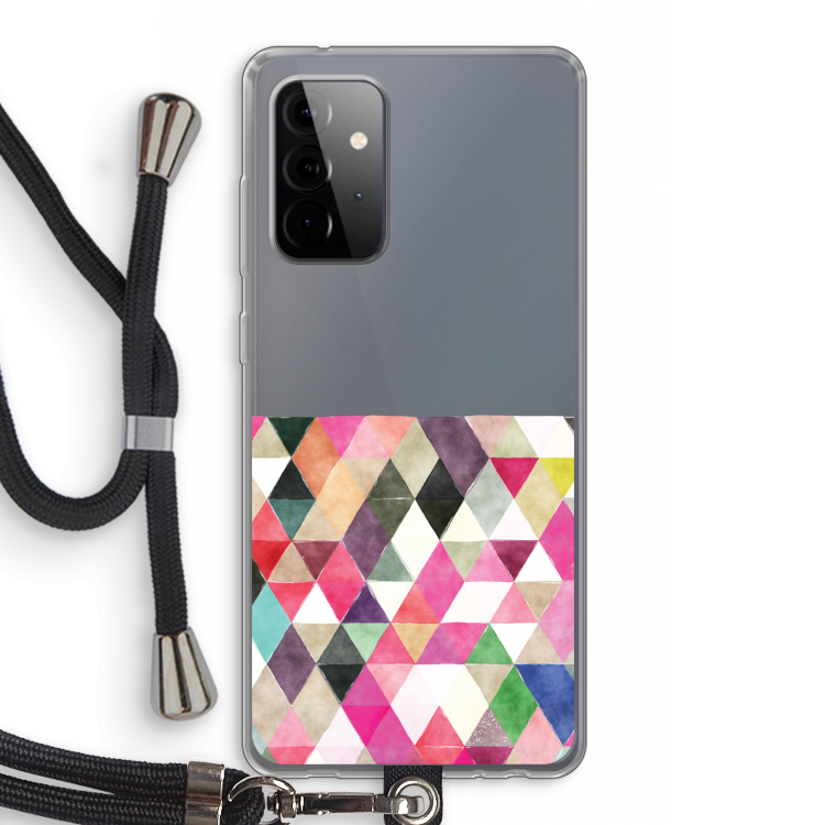 Gekleurde driehoekjes: Samsung Galaxy A72 5G Transparant Hoesje met koord