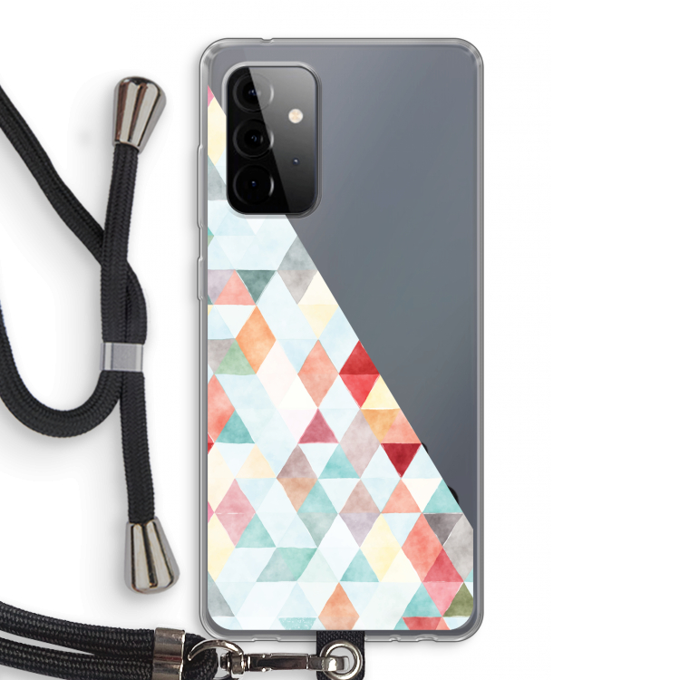 Gekleurde driehoekjes pastel: Samsung Galaxy A72 5G Transparant Hoesje met koord