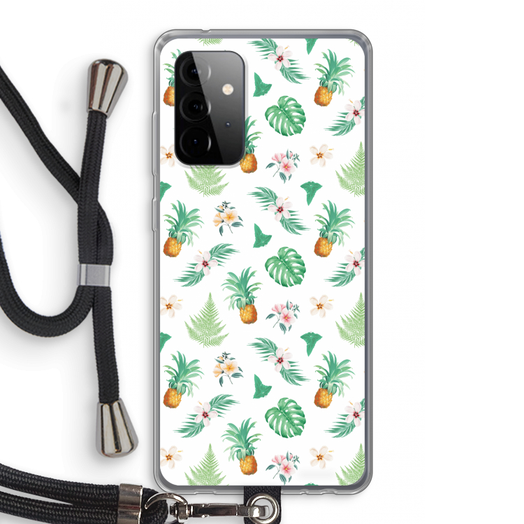 Ananas bladeren: Samsung Galaxy A72 5G Transparant Hoesje met koord