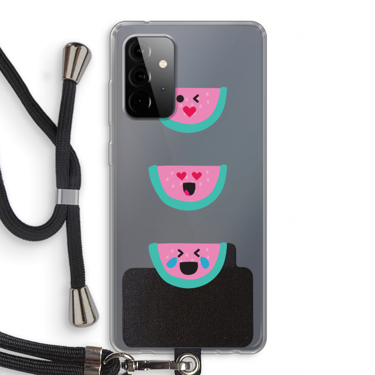 Smiley watermeloen: Samsung Galaxy A72 5G Transparant Hoesje met koord