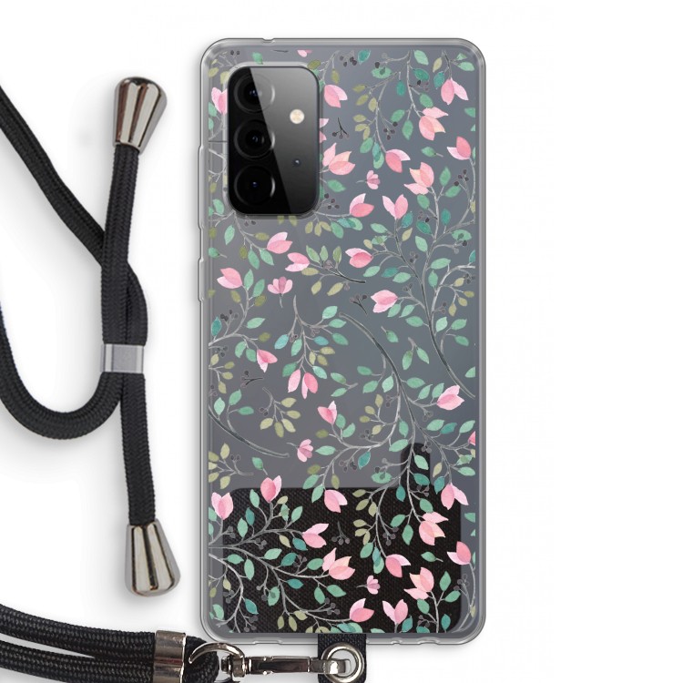 Sierlijke bloemen: Samsung Galaxy A72 5G Transparant Hoesje met koord
