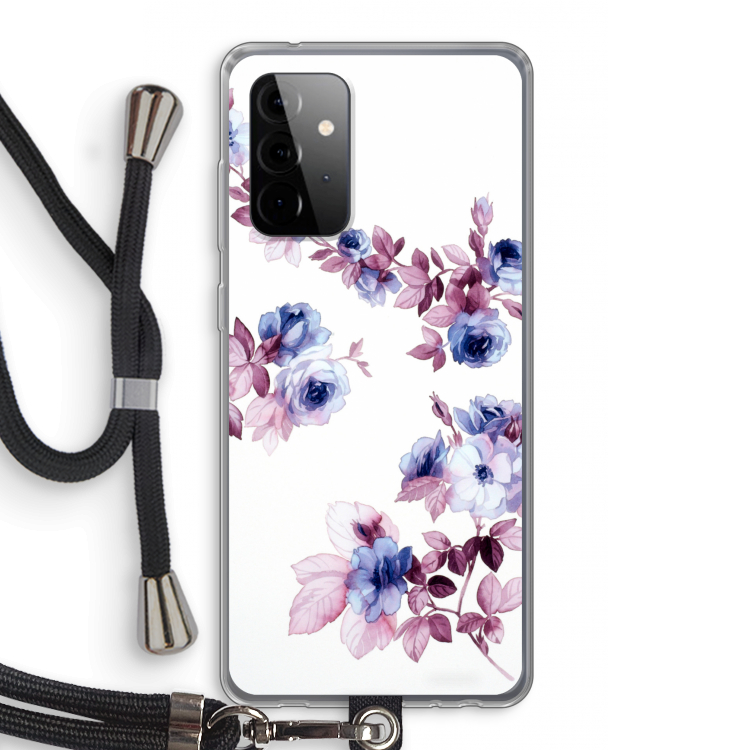 Waterverf bloemen: Samsung Galaxy A72 5G Transparant Hoesje met koord