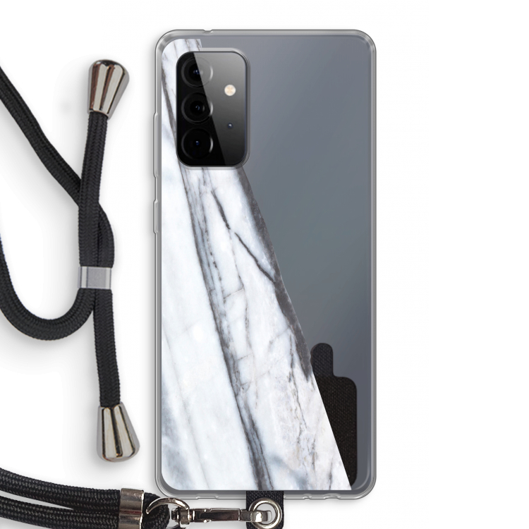 Gestreepte marmer: Samsung Galaxy A72 5G Transparant Hoesje met koord