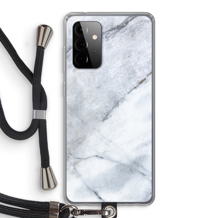 Witte marmer: Samsung Galaxy A72 5G Transparant Hoesje met koord