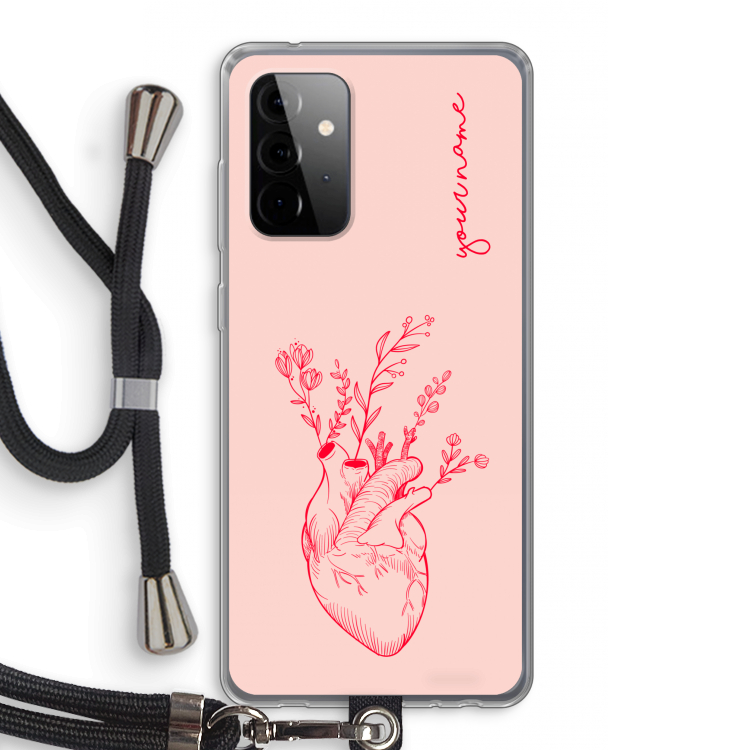 Blooming Heart: Samsung Galaxy A72 5G Transparant Hoesje met koord