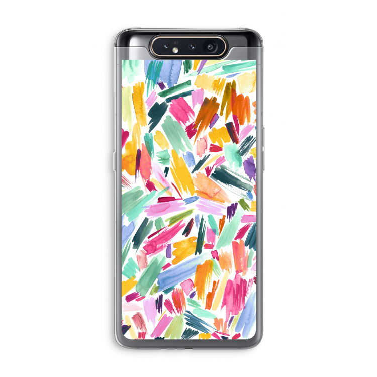 Watercolor Brushstrokes: Samsung Galaxy A80 Transparant Hoesje
