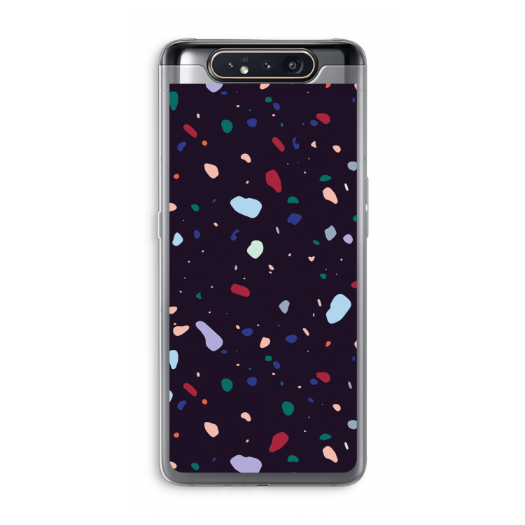Dark Rounded Terrazzo: Samsung Galaxy A80 Transparant Hoesje
