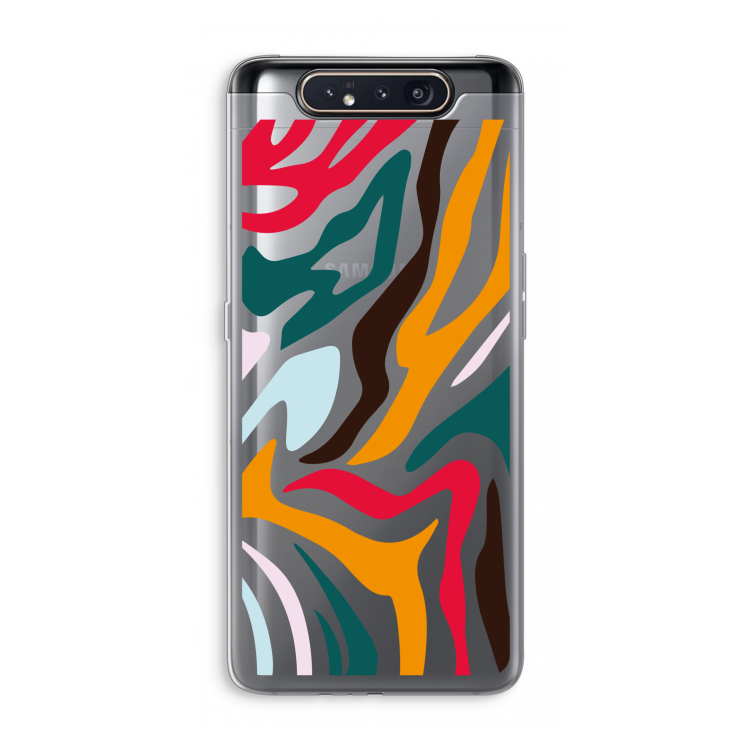 Colored Zebra: Samsung Galaxy A80 Transparant Hoesje