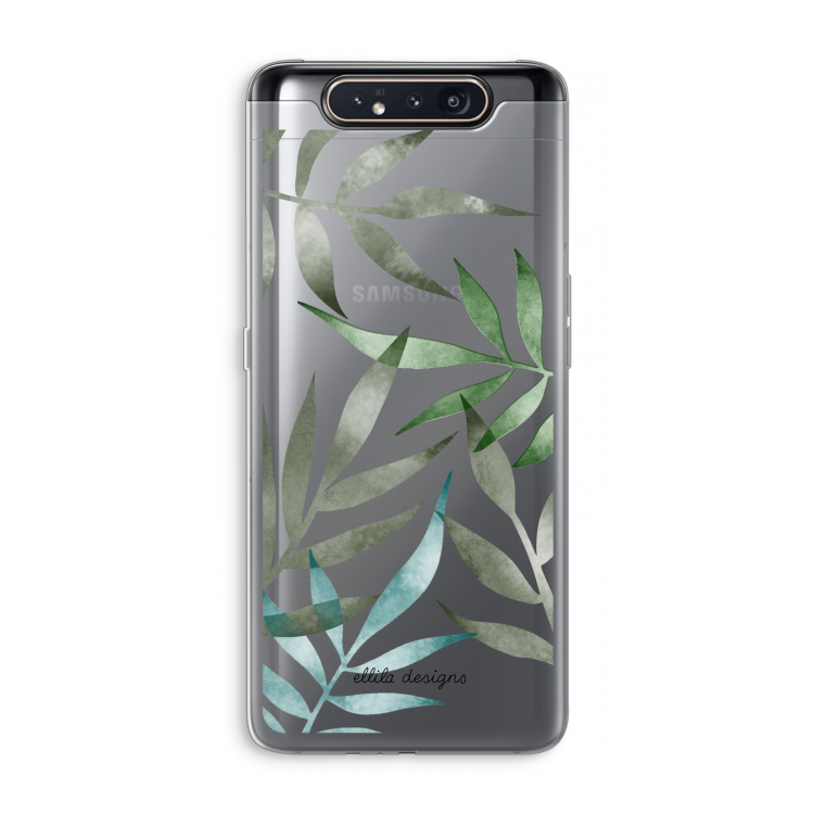 Tropical watercolor leaves: Samsung Galaxy A80 Transparant Hoesje