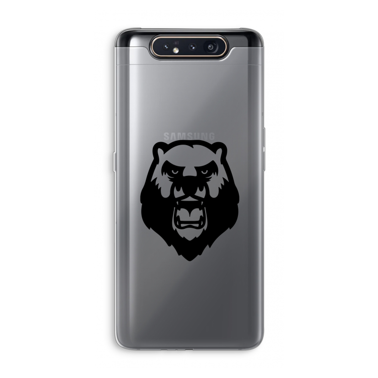 Angry Bear (black): Samsung Galaxy A80 Transparant Hoesje