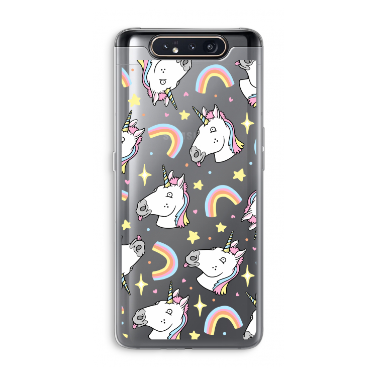 Rainbow Unicorn: Samsung Galaxy A80 Transparant Hoesje