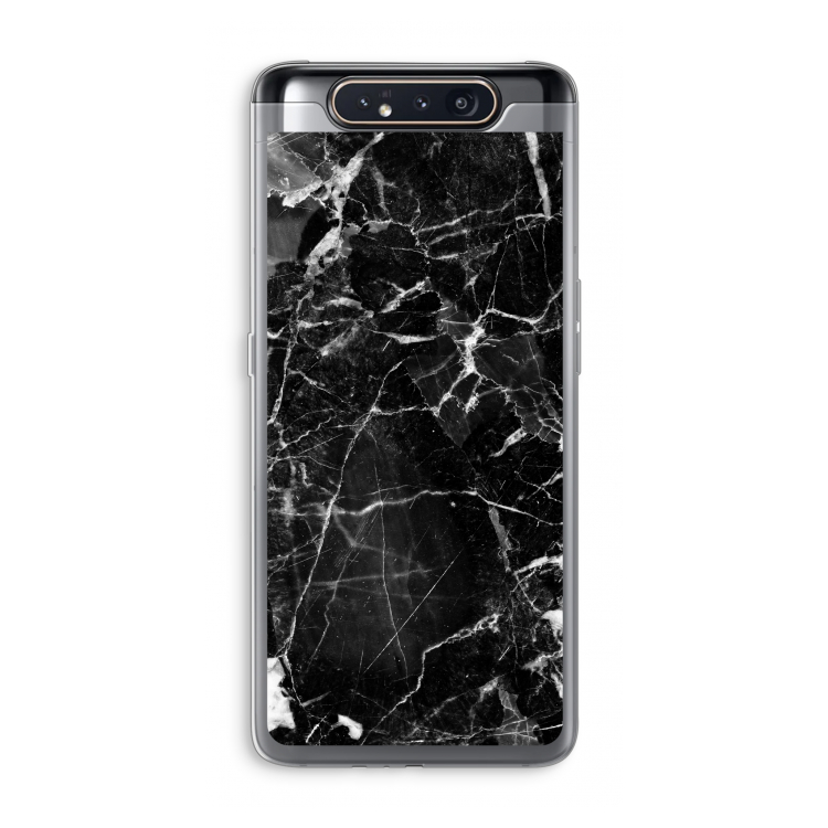 Zwart Marmer 2: Samsung Galaxy A80 Transparant Hoesje