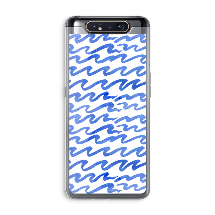 Blauwe golven: Samsung Galaxy A80 Transparant Hoesje