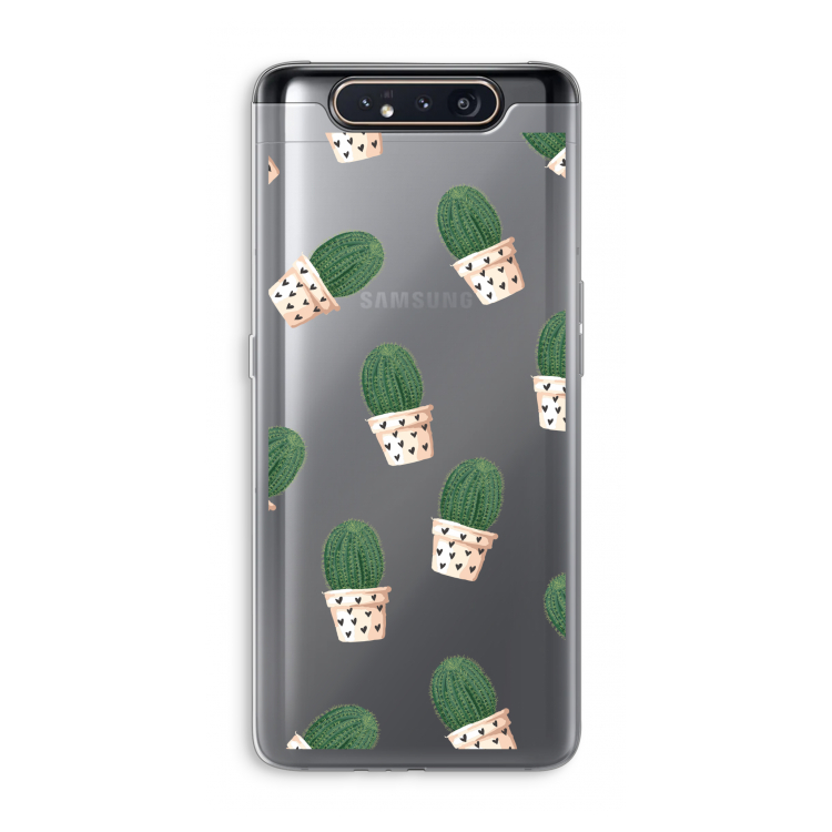 Cactusprint roze: Samsung Galaxy A80 Transparant Hoesje