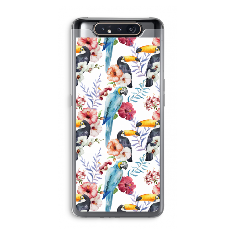Bloemen tukan: Samsung Galaxy A80 Transparant Hoesje