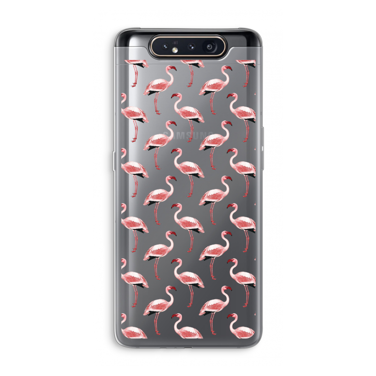 Flamingoprint groen: Samsung Galaxy A80 Transparant Hoesje
