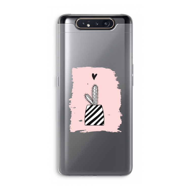 Zwart-wit cactus: Samsung Galaxy A80 Transparant Hoesje