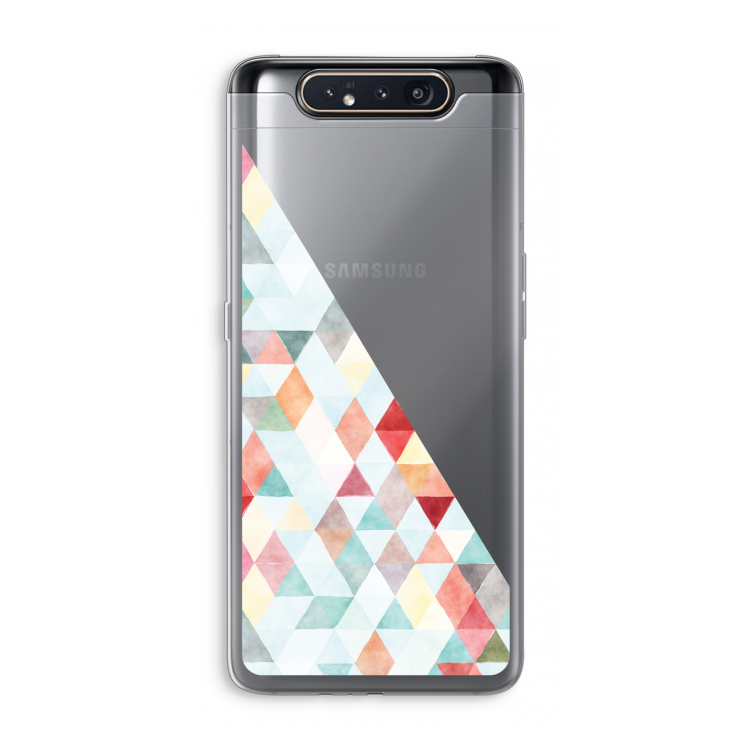 Gekleurde driehoekjes pastel: Samsung Galaxy A80 Transparant Hoesje