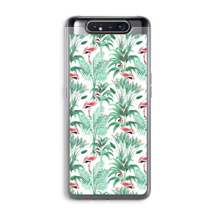 Flamingo bladeren: Samsung Galaxy A80 Transparant Hoesje