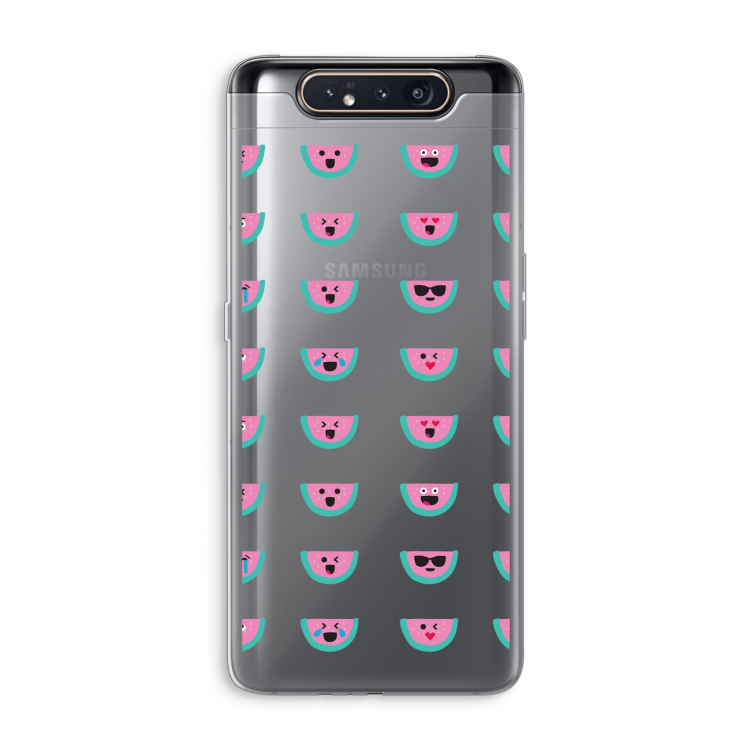 Smiley watermeloenprint: Samsung Galaxy A80 Transparant Hoesje