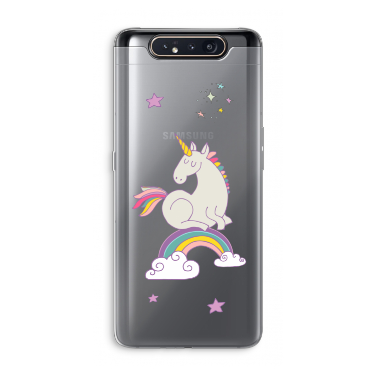 Regenboog eenhoorn: Samsung Galaxy A80 Transparant Hoesje