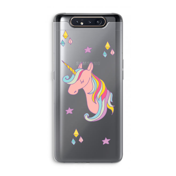 Roze eenhoorn: Samsung Galaxy A80 Transparant Hoesje