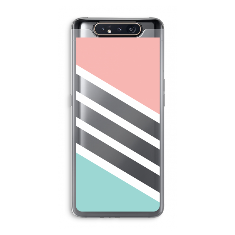 Strepen pastel: Samsung Galaxy A80 Transparant Hoesje