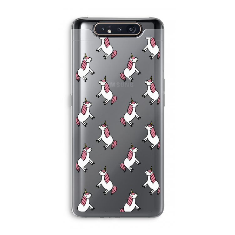 Eenhoorns overal: Samsung Galaxy A80 Transparant Hoesje
