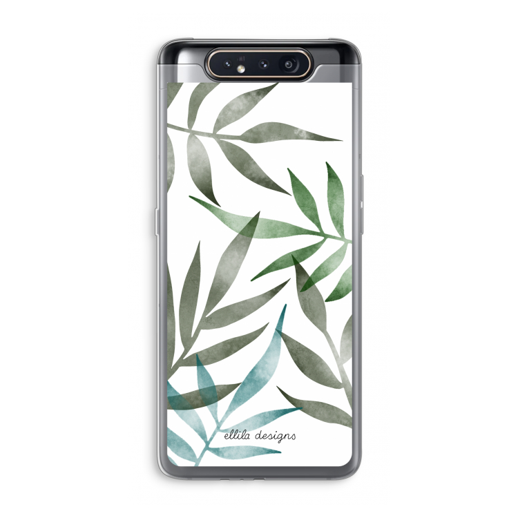 Tropical watercolor leaves: Samsung Galaxy A80 Transparant Hoesje