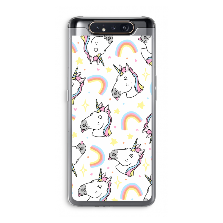 Rainbow Unicorn: Samsung Galaxy A80 Transparant Hoesje