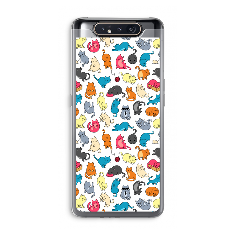 Kleurrijke katten: Samsung Galaxy A80 Transparant Hoesje