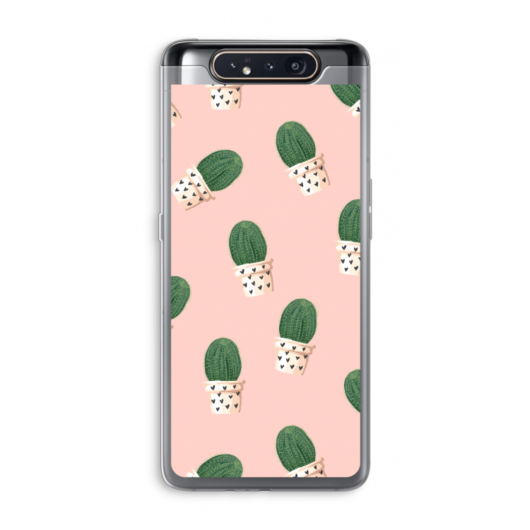 Cactusprint roze: Samsung Galaxy A80 Transparant Hoesje