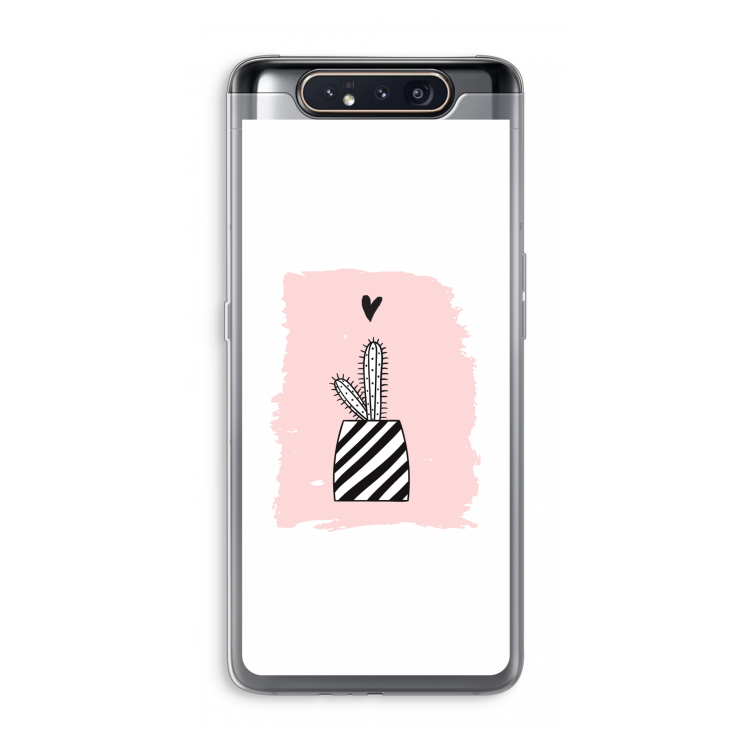 Zwart-wit cactus: Samsung Galaxy A80 Transparant Hoesje