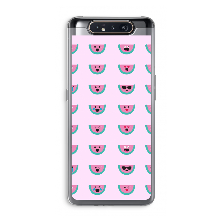 Smiley watermeloenprint: Samsung Galaxy A80 Transparant Hoesje