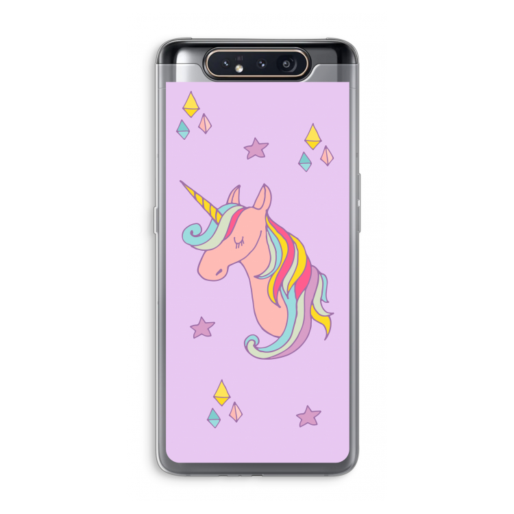 Roze eenhoorn: Samsung Galaxy A80 Transparant Hoesje