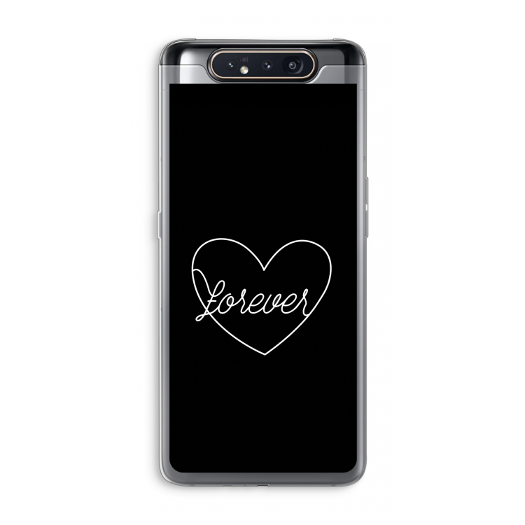 Forever heart black: Samsung Galaxy A80 Transparant Hoesje