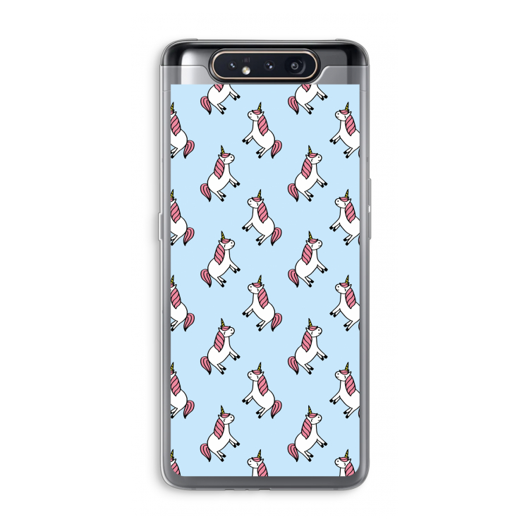 Eenhoorns overal: Samsung Galaxy A80 Transparant Hoesje