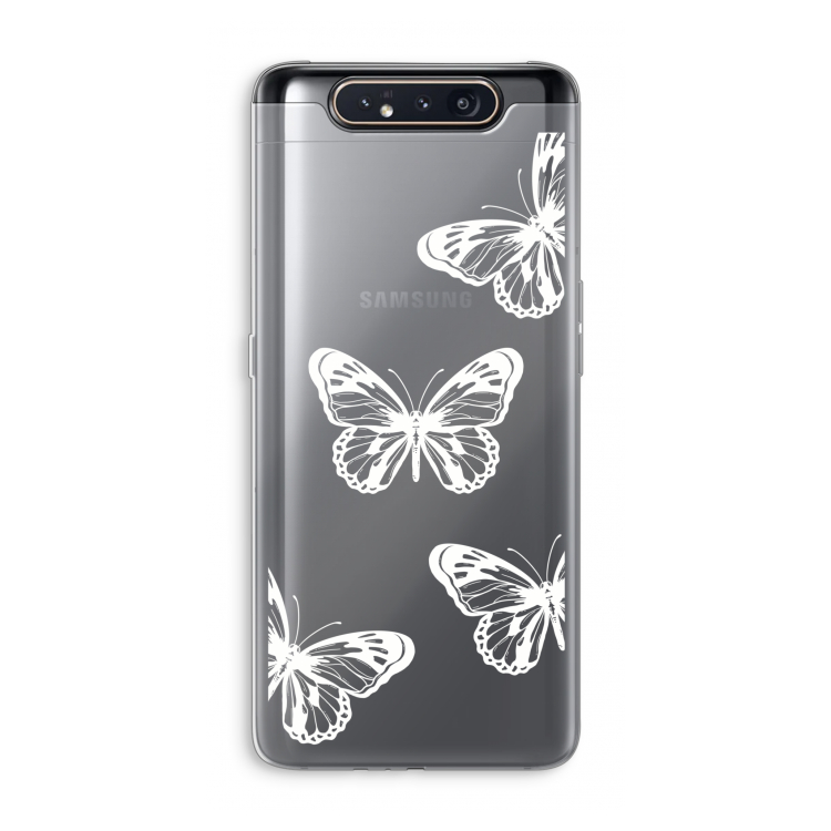 White butterfly: Samsung Galaxy A80 Transparant Hoesje