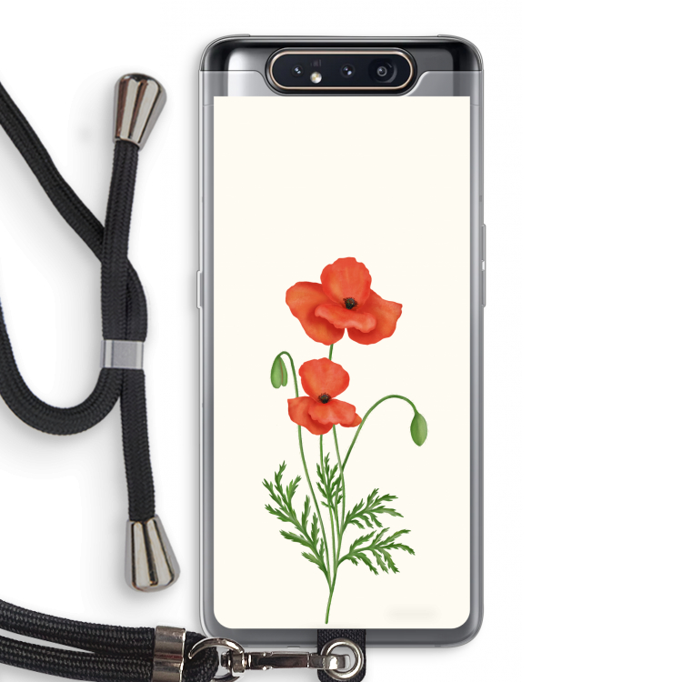 Red poppy: Samsung Galaxy A80 Transparant Hoesje met koord