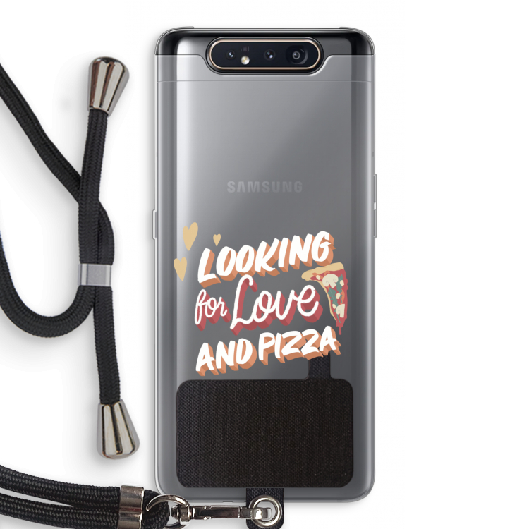 Pizza is the answer: Samsung Galaxy A80 Transparant Hoesje met koord