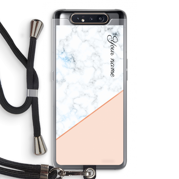 Marmer in stijl: Samsung Galaxy A80 Transparant Hoesje met koord