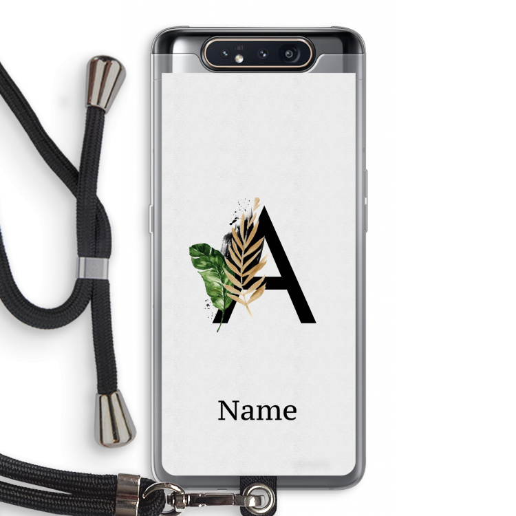 Charcoal Flora: Samsung Galaxy A80 Transparant Hoesje met koord