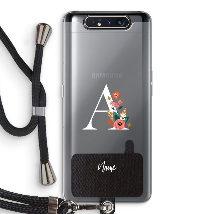 Pink Bouquet: Samsung Galaxy A80 Transparant Hoesje met koord