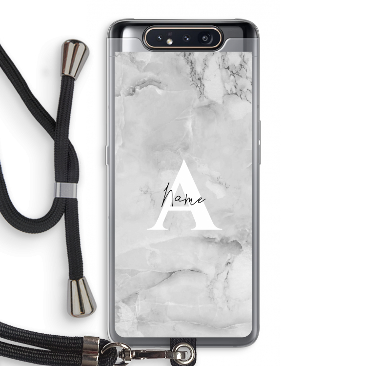 Ivory Marble: Samsung Galaxy A80 Transparant Hoesje met koord