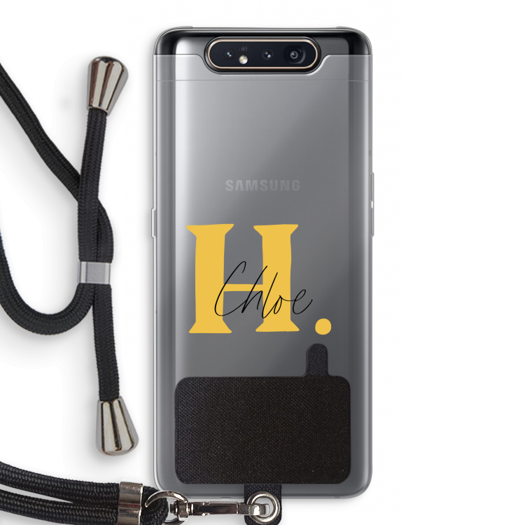 Amber Script: Samsung Galaxy A80 Transparant Hoesje met koord
