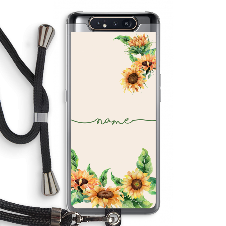 Zonnebloemen: Samsung Galaxy A80 Transparant Hoesje met koord