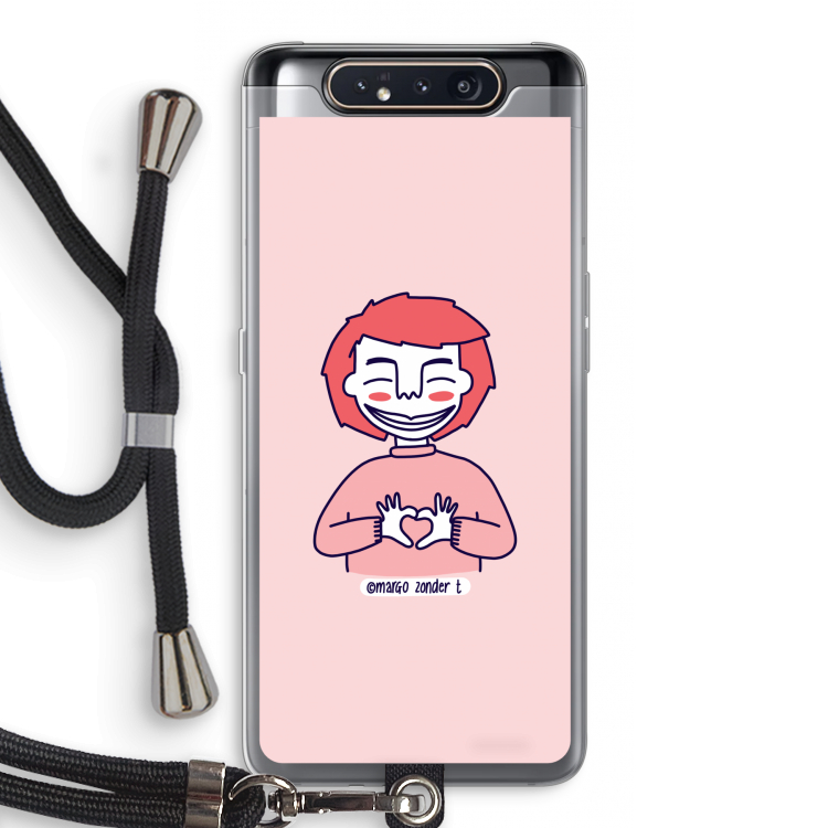Hartje: Samsung Galaxy A80 Transparant Hoesje met koord