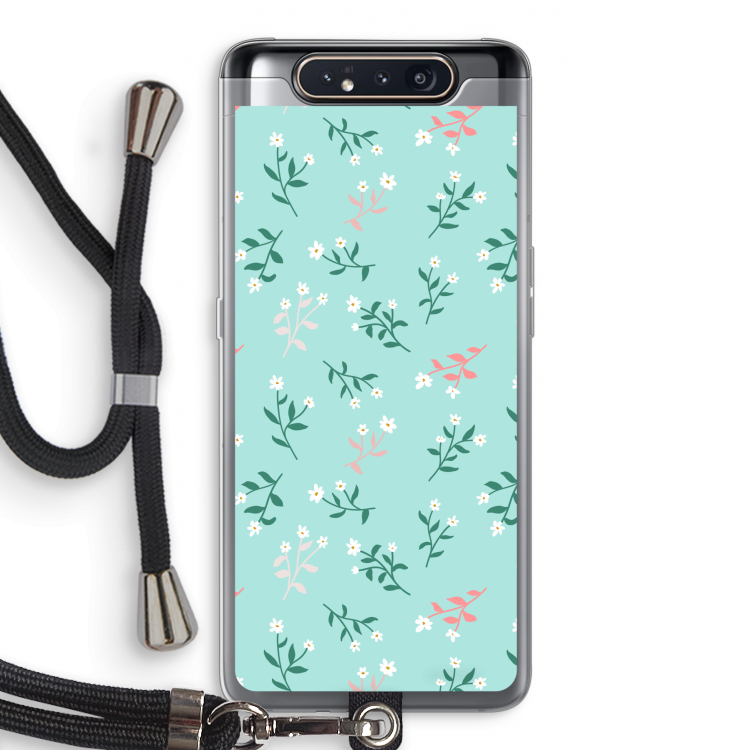 Small white flowers: Samsung Galaxy A80 Transparant Hoesje met koord